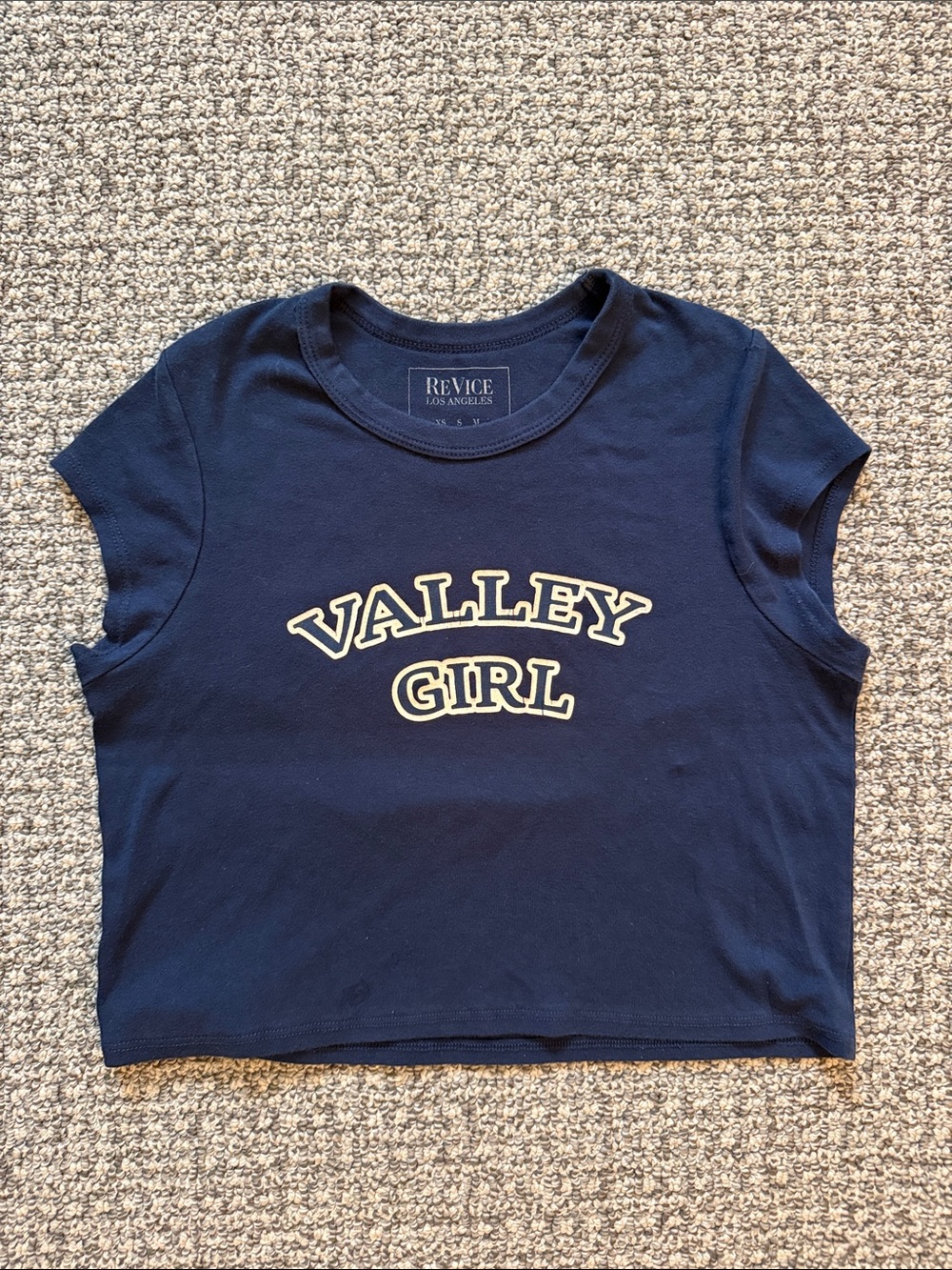 ReVice Los Angeles Valley Girl Navy Crop Tee L